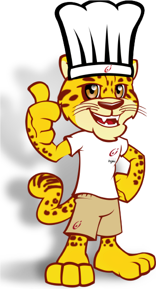 Jaggy, la mascota del Liceo, con gorro de chef